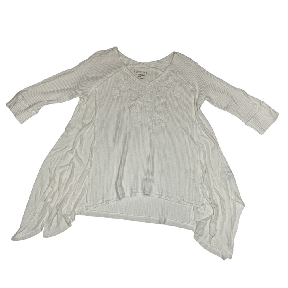 Karyn SEO Knit Top 1/4 Sleeve HOBO Handmade Medium White BOHO